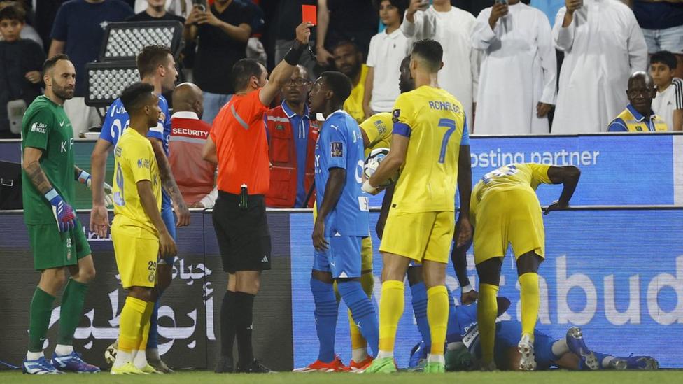 Cristiano Ronaldo sent off for Al-Nassr in Saudi Super Cup defeat to Al-Hilal